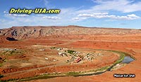 Aerial view above Mexican Hat