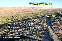 Road at sunset - aerial view